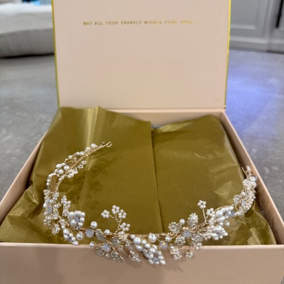 Twigs & Honey Enchanted Bead & Floral Headband  New in Box $235 Bridal tiara - Picture 1 of 3